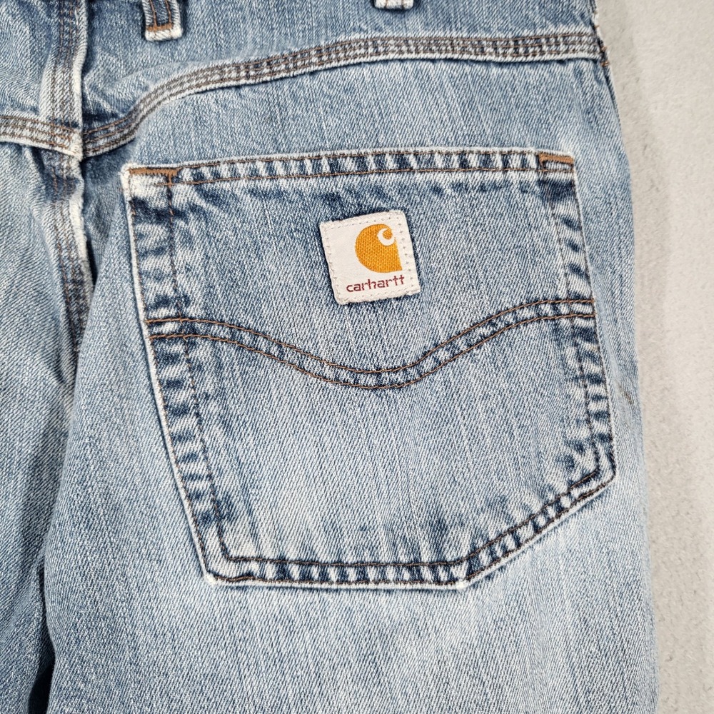Carhartt Jeans Men's 32x29 Light Wash Denim Relaxed Fit Distressed Workwear Pant - Picture 13 of 16